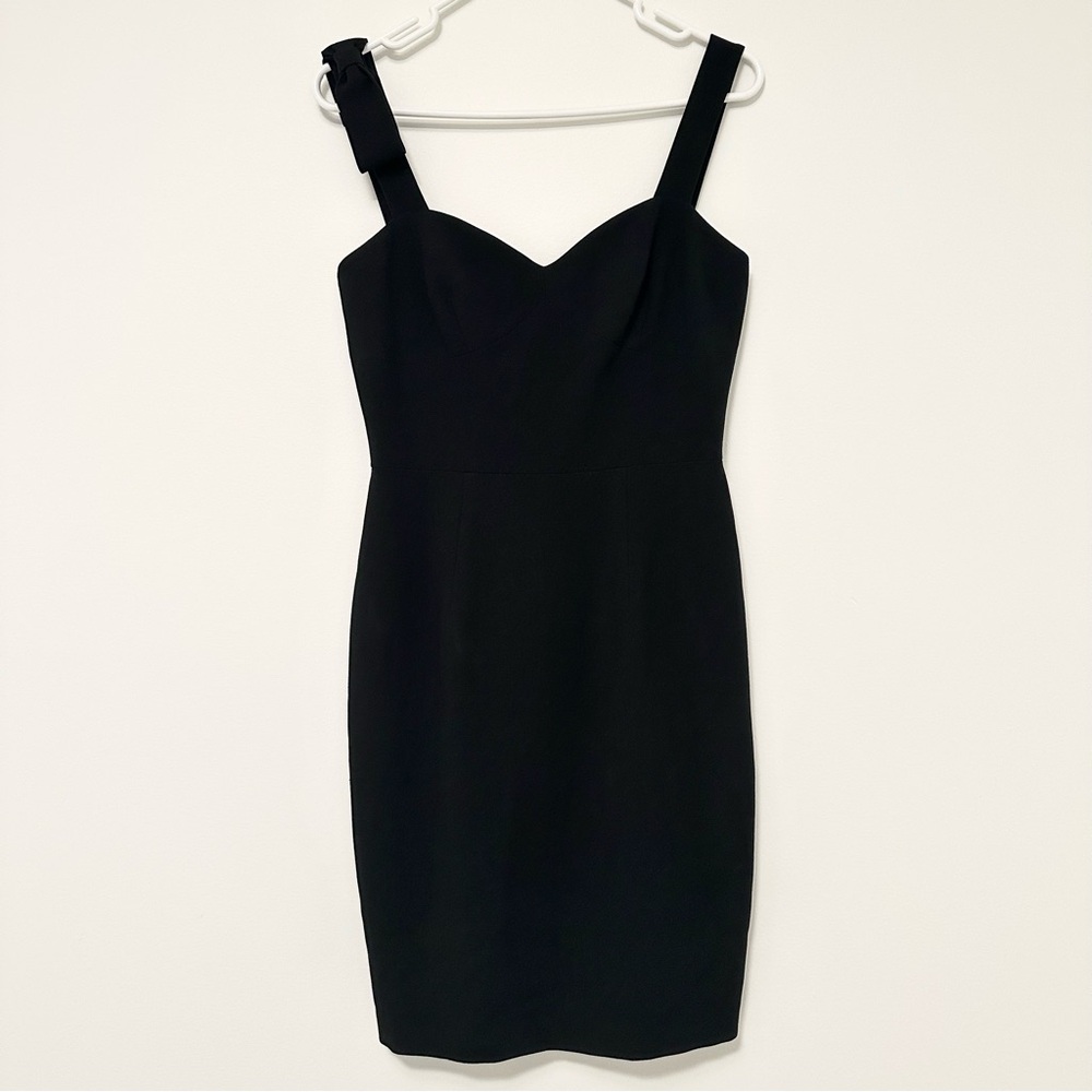 Black Halo Zahara Bow-Detail Black Bodycon Sheath Mini Dress Size 4 Sexy Mini